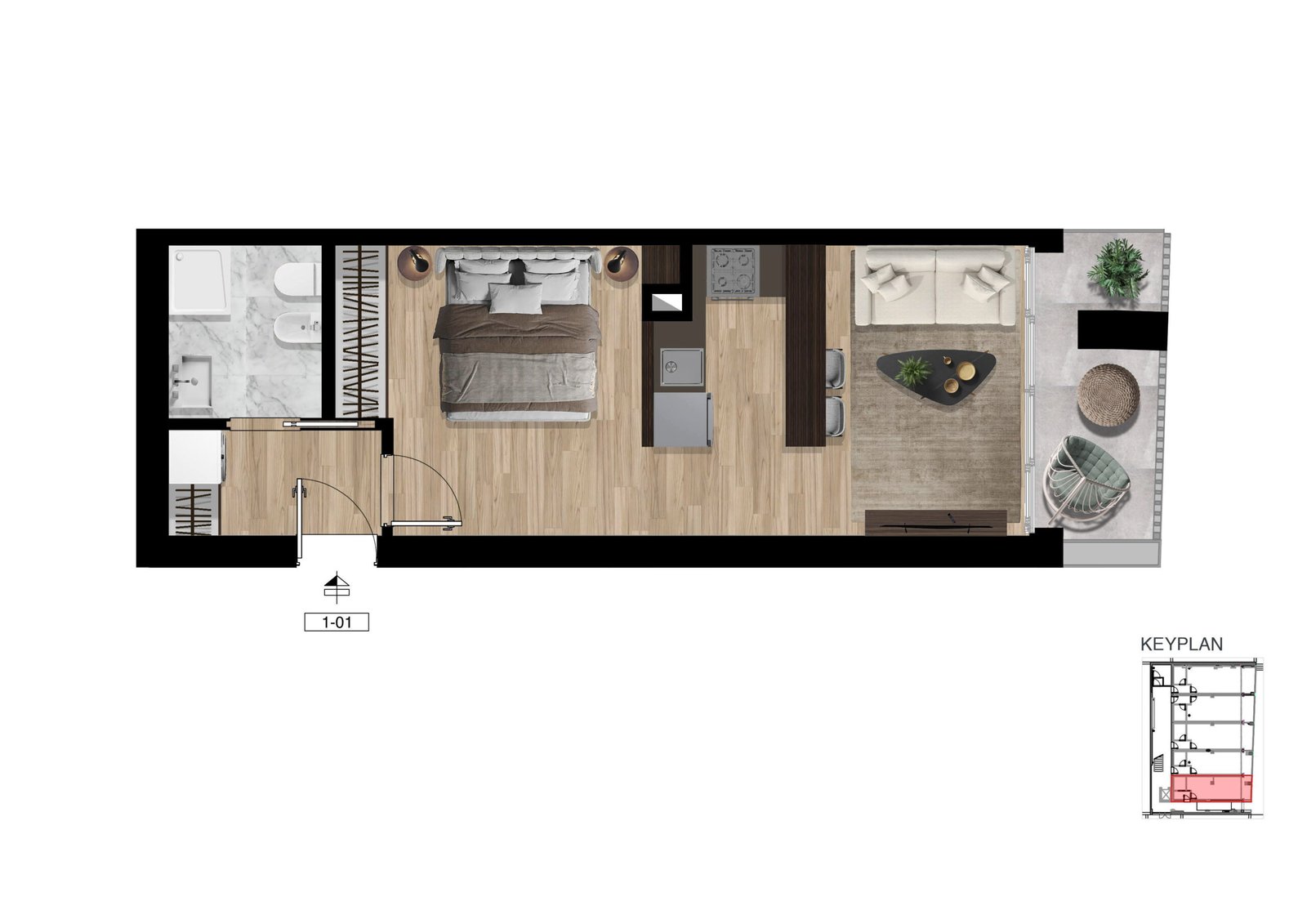 Planimetria dell’appartamento Zuccoli 6. Piano Terra 01