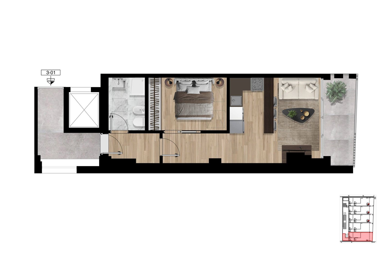 Planimetria dell’appartamento Zuccoli 6. Secondo Piano 01