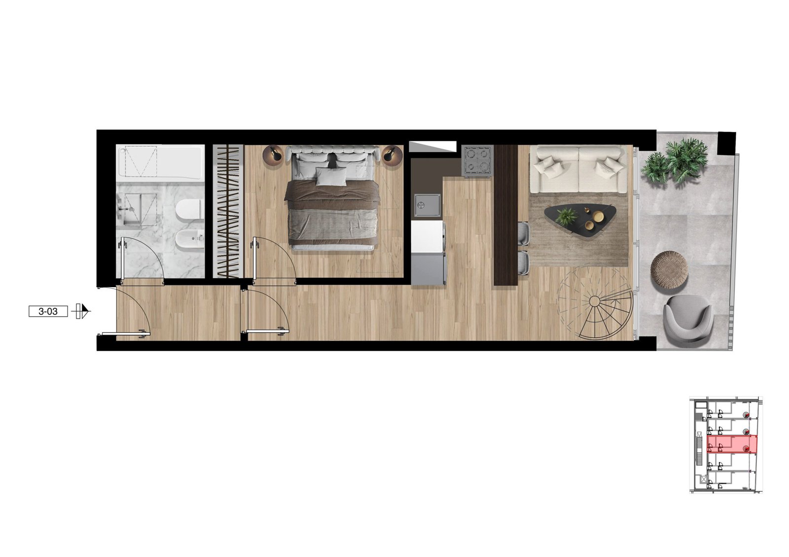 Planimetria dell’appartamento Zuccoli 6. Secondo Piano 03